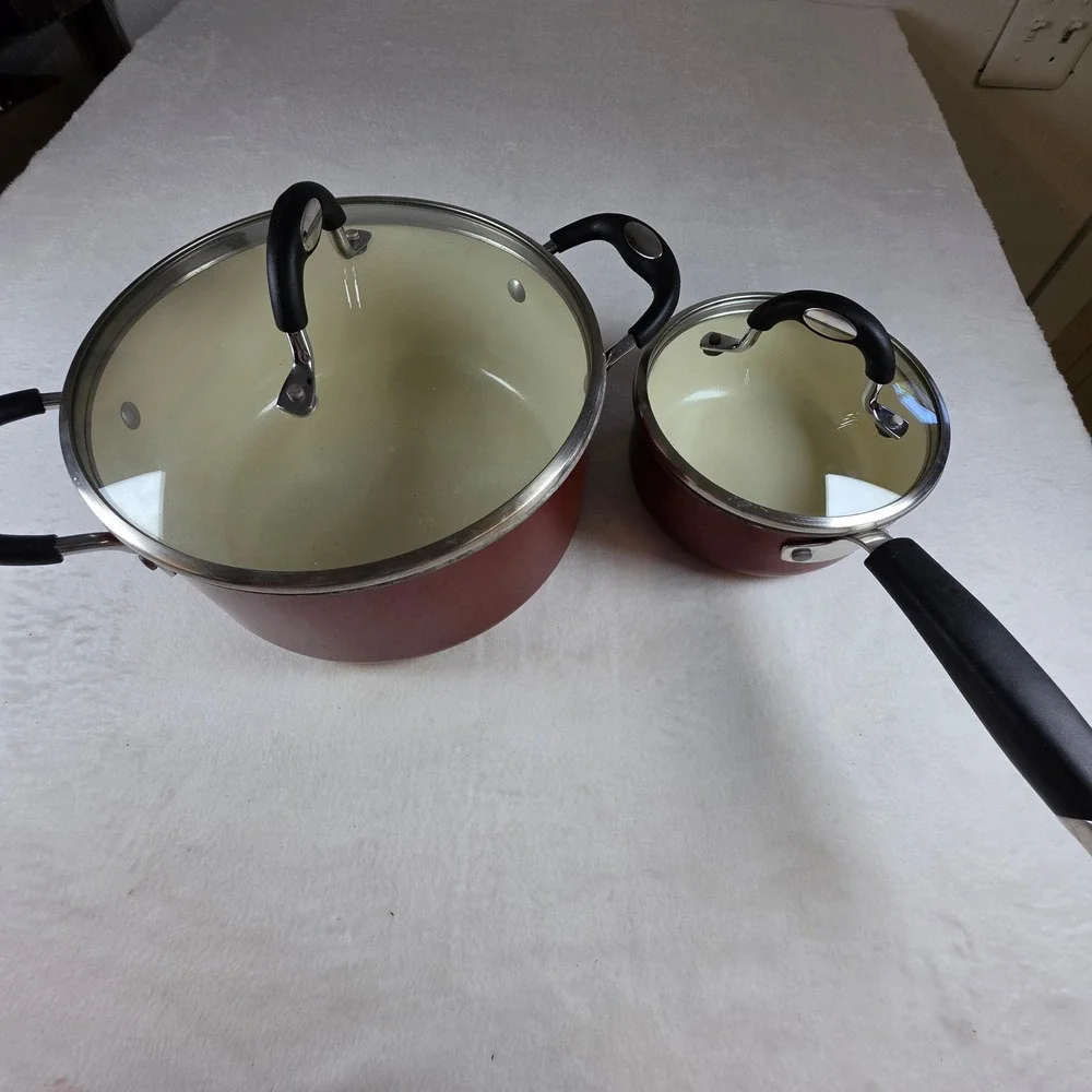 Tramontina Ceramica_01 Red Ceramic Cookware Set 5Qt Dutch Oven 1.5Qt Saucepan